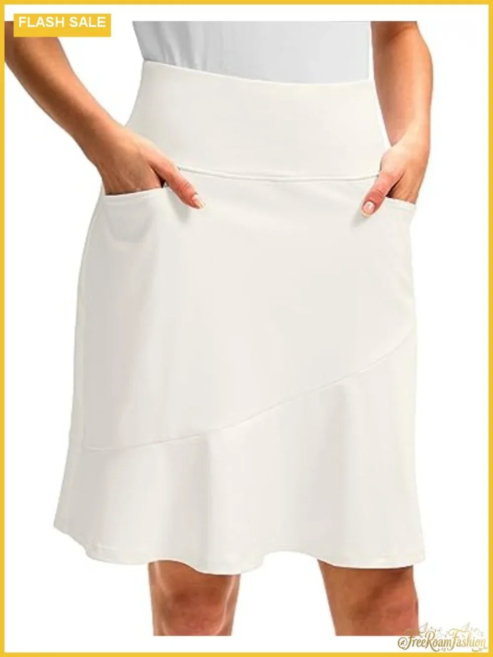 Women's Knee Length Golf Skort with 5 Pockets, 4-Way Stretch Athletic Skirt
